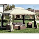 CENADOR aluminio 3 x 4 SAHARA aventura con láminas laterales y mosquitera superior PVC